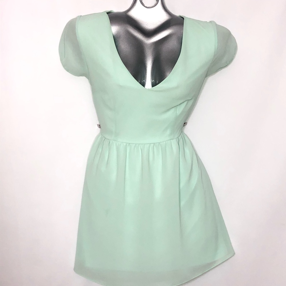 FOREVER 21 sheer dress cap sleeve v neck mini